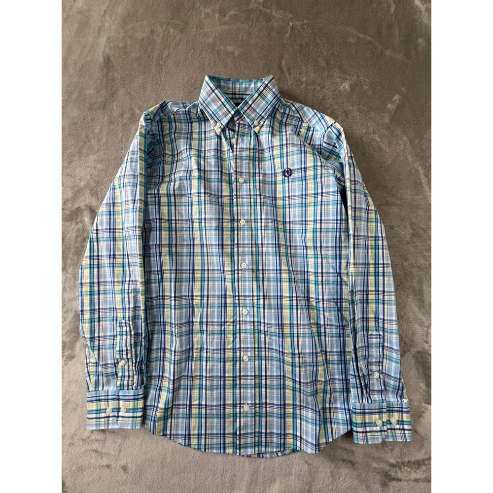 Lauren Ralph Lauren Button Down Shirt Kids Size 18 Blue Plaid Long Sleeve